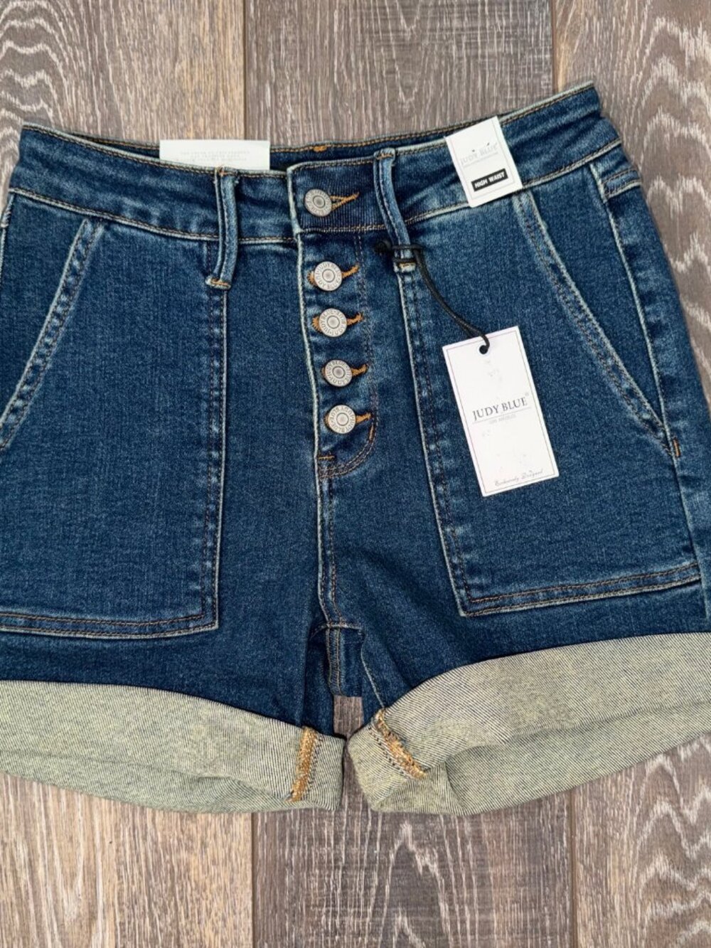 Judy Blue Shorts Womens Small Blue Emagine High Rise Button Fly Trouser Denim